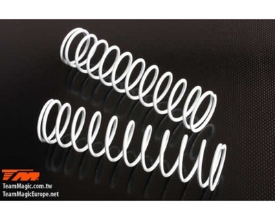 Team Magic M8JS/JR/B8ER Stossdämpferfeder hinten 18x86mm Weiss 04 Weich  ...