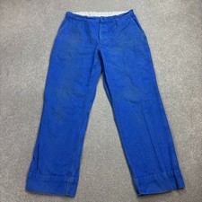 VINTAGE French Trousers Adult 30x28 Blue Workwear Chore Faded Canvas Utility Men