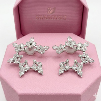 Swarovski Idyllia Full Snowflake Statement Clip-On Earrings Silver
