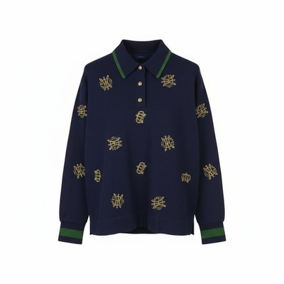 GANT Crowns Heavy Rugger Women Sweatshirt M Blue Crown Logo Embroidery *