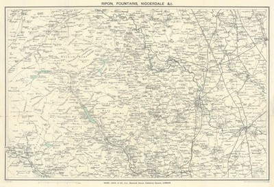 RIPON & NIDDERDALE Vintage Touristenkarte. Yorkshire Dales. WARD LOCK 1927