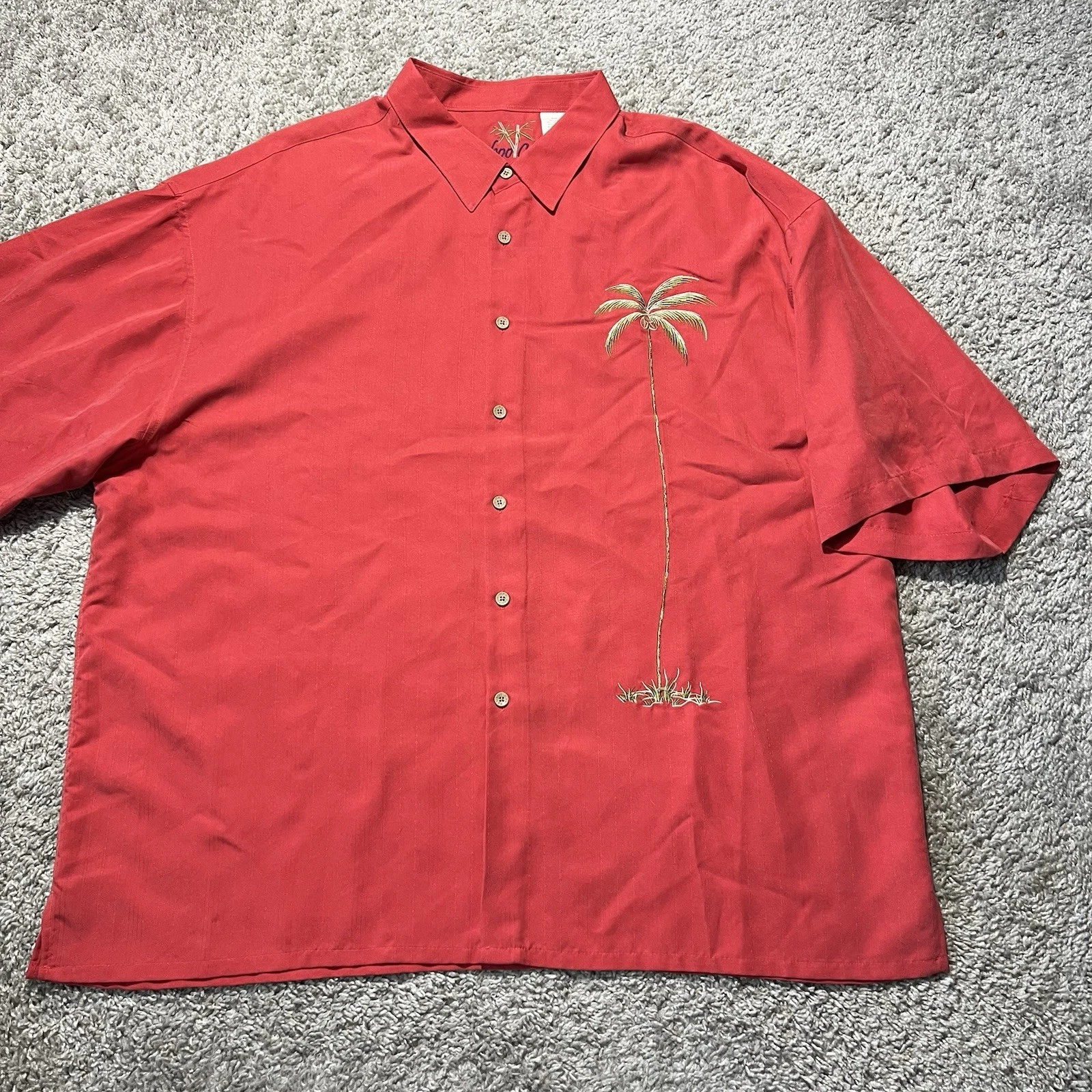 Bamboo Cay Shirt Mens 4XL Red Hawaiian Isalnd Embroidered Palm Tree VTG