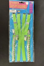 80's Studded Suspenders, Neon Green Forum Novelties, OneSize Costume Accessory