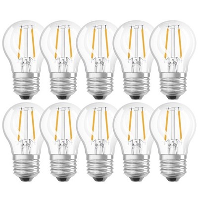 10 x Osram LED Filament Tropfen P45 2,5W = 25W E27 klar Kugeln Kaltweiß 4000K