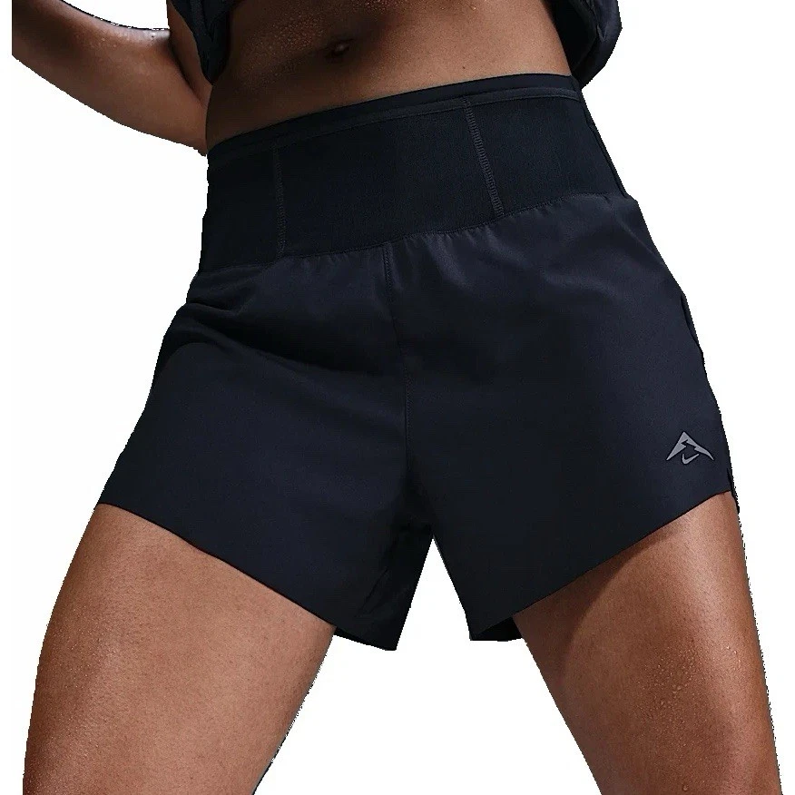 Nike Trail Women Sz L Dri-FIT Brief-Lined Running Shorts Black HM0280-010 NWT