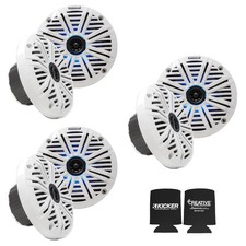 Kicker 6.5" LED Marine Speakers 3 Pair White Salt Water Grills OEM speakers