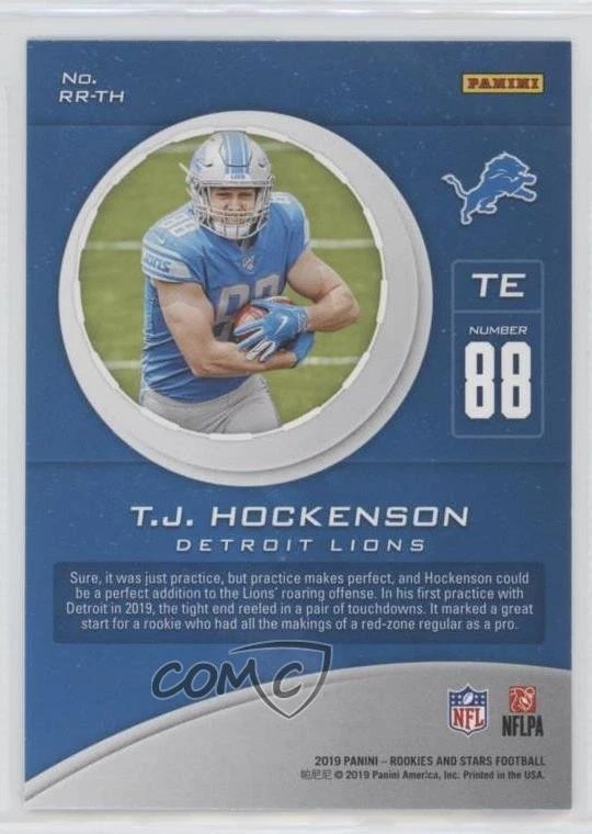 2019 Panini Rookies & Stars Rookie Rush TJ Hockenson #RR-TH RC - Image 2 of 2