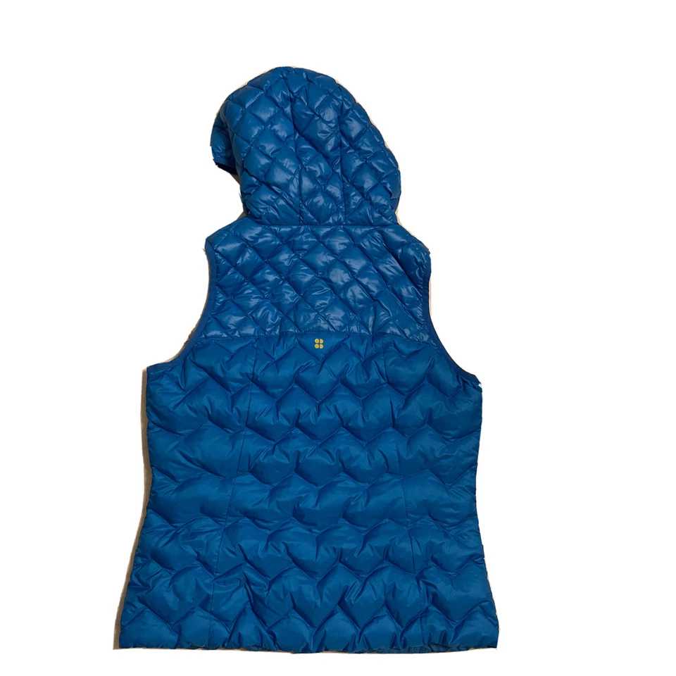 Sweaty Betty Vest Jacket Hooded Vest Padded Puffer Jacket Duck Dawn Size L Blue - Image 4 of 4