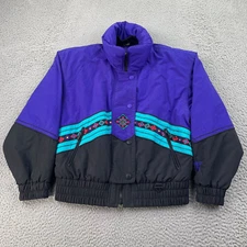 Tyrolio Ski Jacket Womens 6 Purple Teal Black Aztec Southwestern Vintage 80s 90s