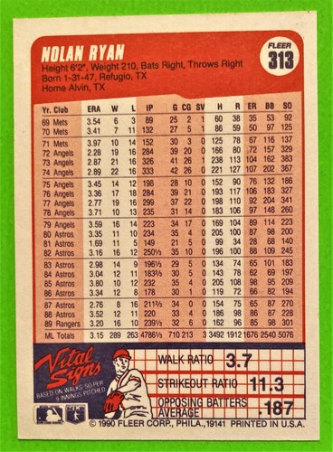1990 & 91 BASE SET TOPPS, DONRUSS & FLEER NOLAN RYAN (HOF) CARDS: 6 CARDS TOTAL - Picture 13 of 16