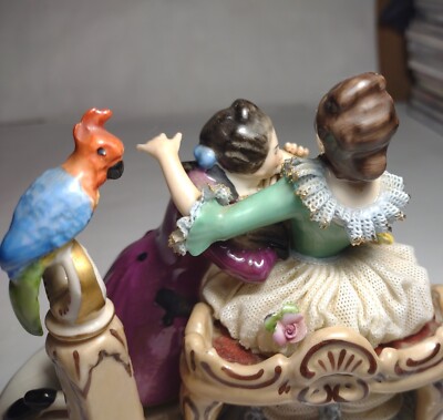 ANTIQUE FRANKENTHAL HANDGEMALT DRESDEN ART VICTORIAN