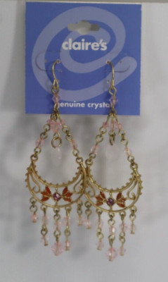 EBOT Gold and pink chandelier bead boho DANGLE EARRINGS Claire's Jewelry