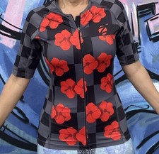 Zimco TRIATHLON SHIRT Top stretch zipper bicycle flower size Large junior shirt