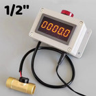 Water Flow Control Meter 1/2" Measuring Digital Gauge With Flow Sensor Alarm New