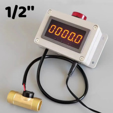 Water Flow Control Meter 1/2" Measuring Digital Gauge With Flow Sensor Alarm New