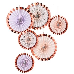Tea Party Floral Lilic Pink Rose Gold Pinwheel Fans Party Decorations X6 Ebay