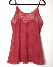 Victoria’s Secret Red Stretch Lace Nightie Chemise Size LARGE dress made in USA