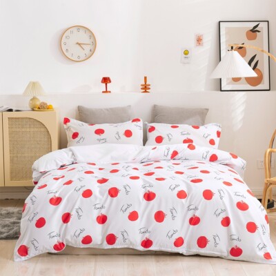 3D Simple Red Tomato White Quilt Cover Set Bedding Sets Pillowcases