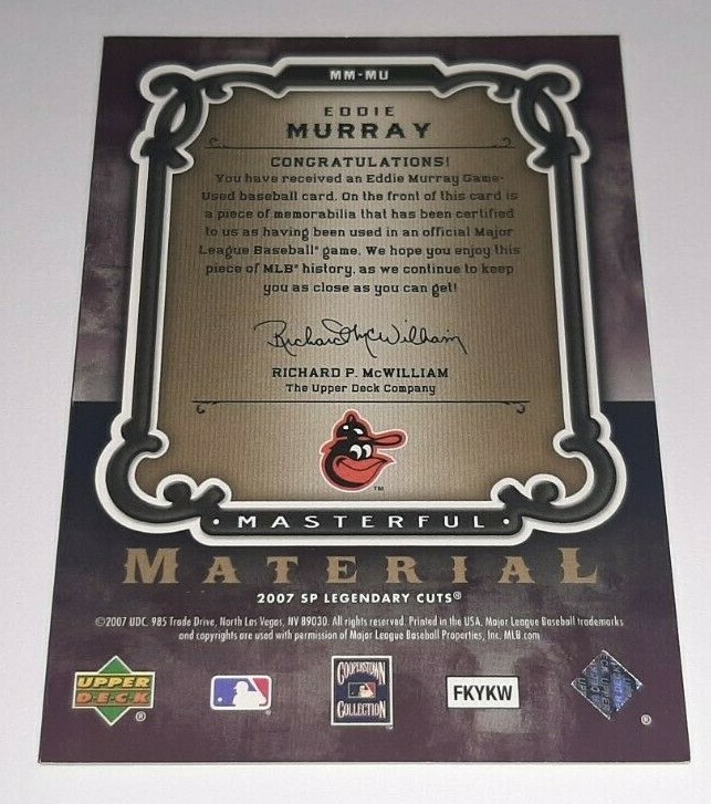 Eddie Murray 2007 SP Legendary Cuts Masterful Material Game Used Jersey Card view 2