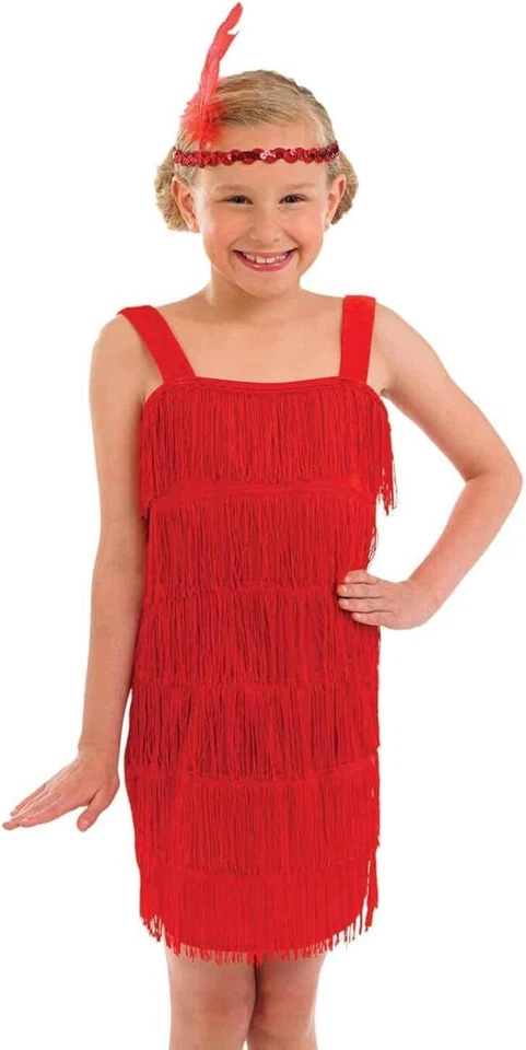 Vestido de franja flapper vermelho feminino anos 20 P - XL infantil década de 1920 fantasia Charleston - Imagem 2 de 4