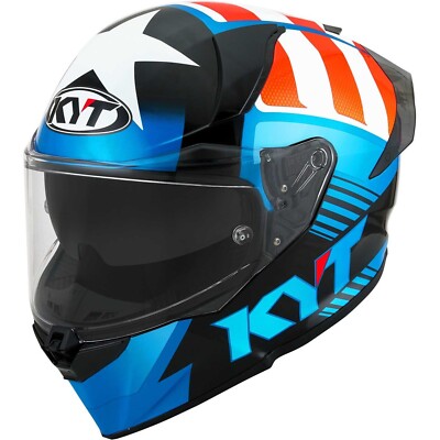 CASCO MOTO HELM INTEGRAL 22.06 KYT R2R STRAIGHT BLACK RED BLU TG XS