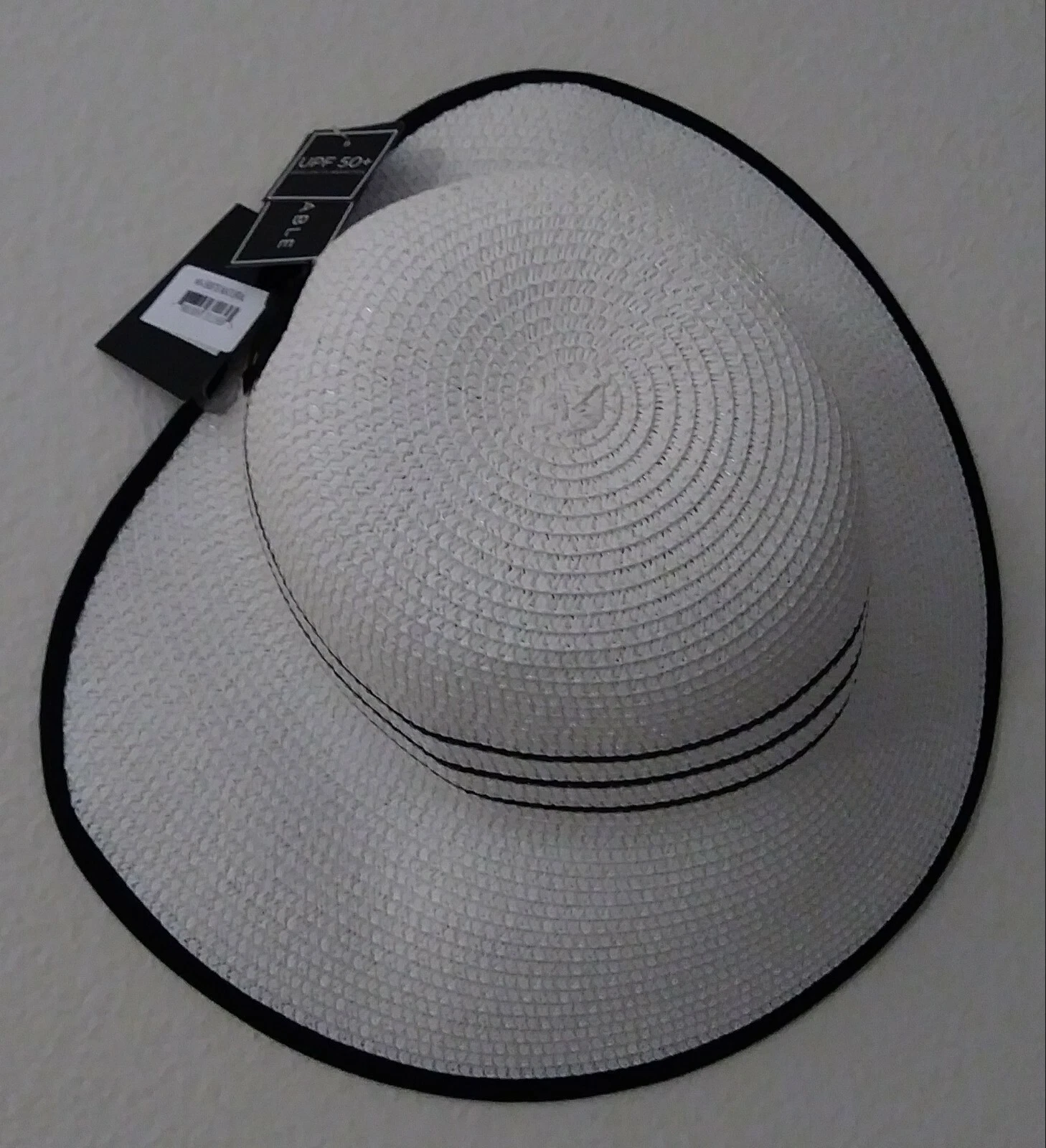 Pill Hat Magid Paper Straw Hat HA-5987S White Black Detail Pack able UPF 50+