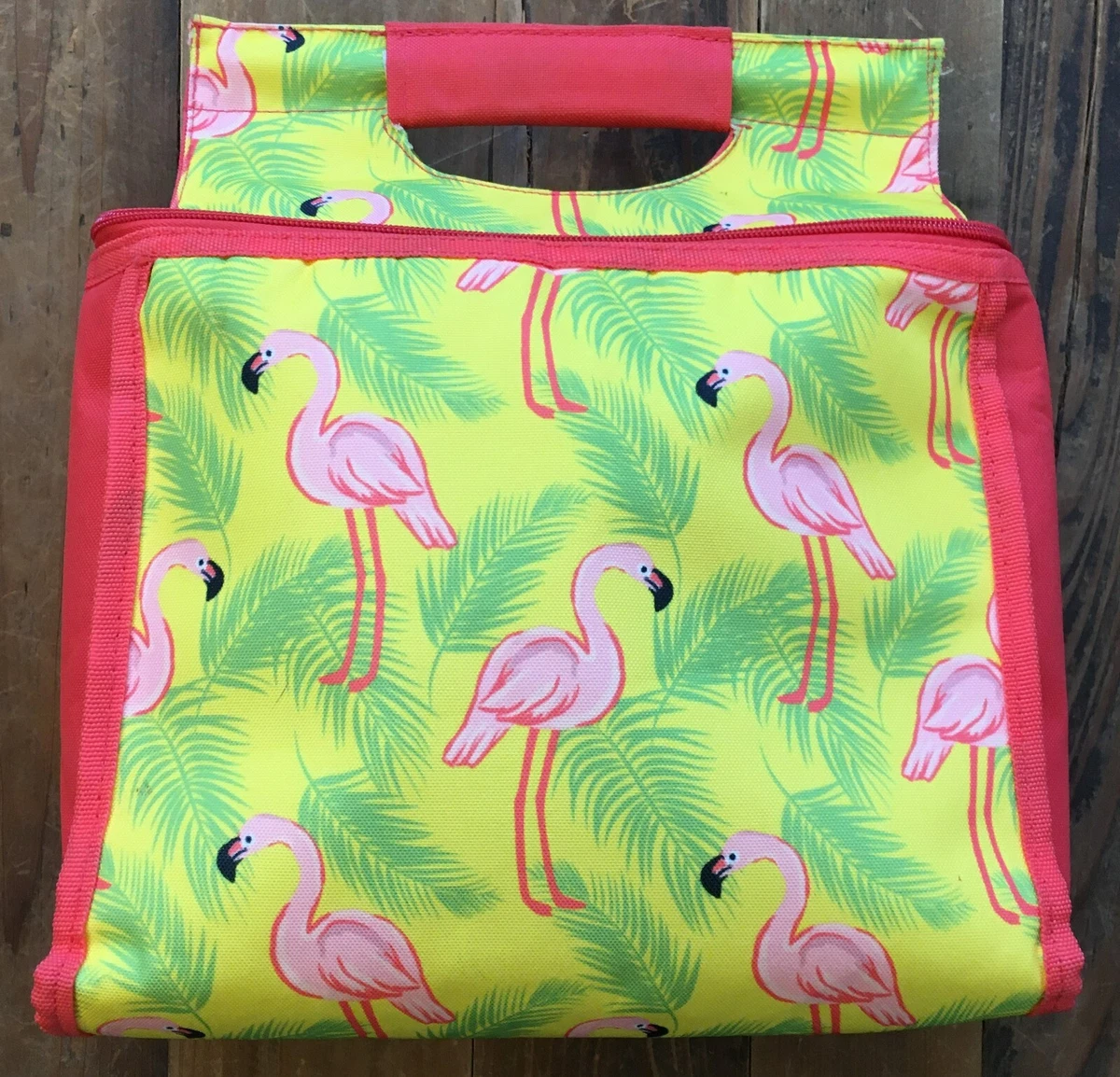 Kohls flamingo insulated polyester reusable shopping/lunch/beach/picnic tote  bag