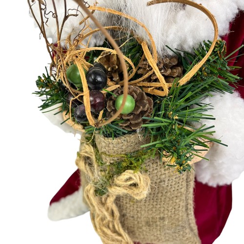 Vintage Albero di Babbo Natale Topper Figura da Tavolo 16” Vestaglia Rossa Pelliccia Decorazione Natalizia - Foto 2 di 7