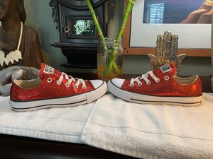 converse all star red glitter
