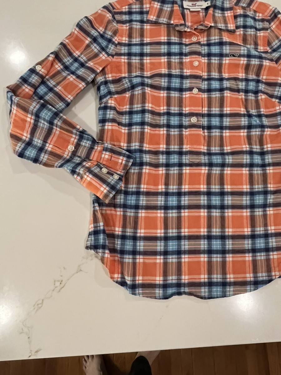 Vineyard Vines Womens Sz 0 Tunic Popover Plaid Long Sleeve