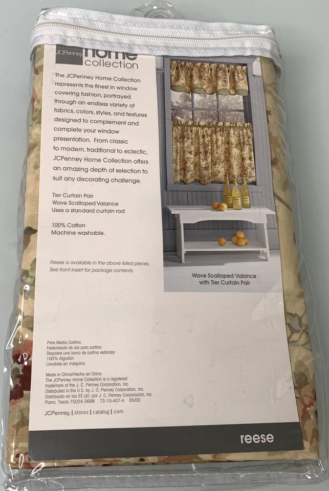 JC Penney Home Collection 一层窗帘一对 Reese 花卉米色全新 — 第 2/4 张图片