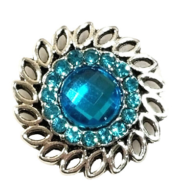 3D BLUE RHINESTONES 18mm/20mm GINGER SNAP BUTTON POPPER FOR NOOSA JEWELRY USA