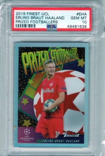 Erling Haaland 2019 Topps Finest UCL RC Rookie Prized Footballers PSA 10