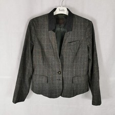 Ladies Jacket Size S 10 12 Great Plains Grey Check Tweed Country Casual