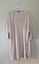Flying Tomato Womens Medium/Large Light Pink Open Knit Cardigan Sweater