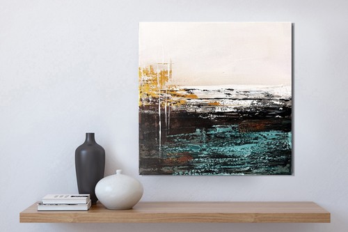 seascape impasto landscape signed Painting for livingroom home decor