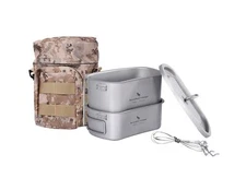 Boundless Voyage Titanium Canteen Mess Kit with Lid and Folding Handle Ultral...