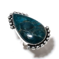 Neon Blue Apatite Handmade 925 Sterling Silver Jewelry Ring Size 9 X-Mas Gift m5