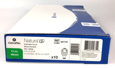 10 ConvaTec 421747 Natura Drainable Pouches 1-3/4'' 45mm Flange Exp 2028