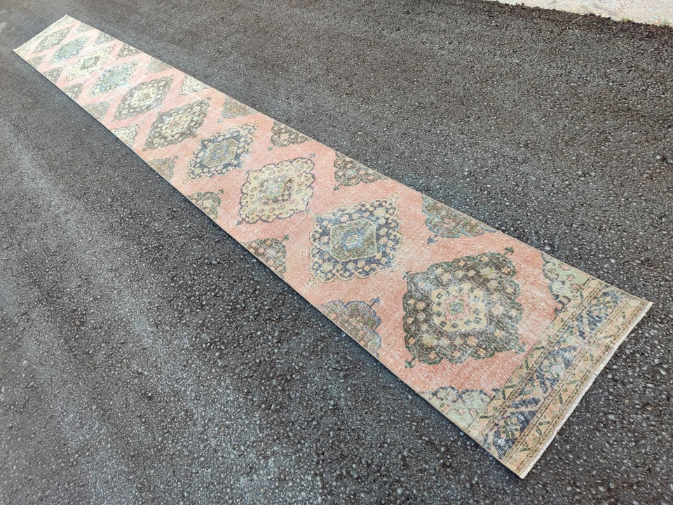 Alfombra de corredor de 20 pies extra larga, corredor 3x20 turca vintage Oushak, alfombra Heriz lana Foto 4 de 4