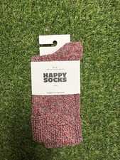 Happy Socks Marled Crew Socks Red Gray Cotton Blend