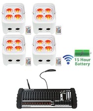 4 Rockville BEST PAR 50 Battery Wash Lights Wireless DMX 384 Channel Controller