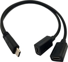 USB C Splitter Charge Cable,1 Feet USB Type C Male to 2 Dual Type C Female Y ...