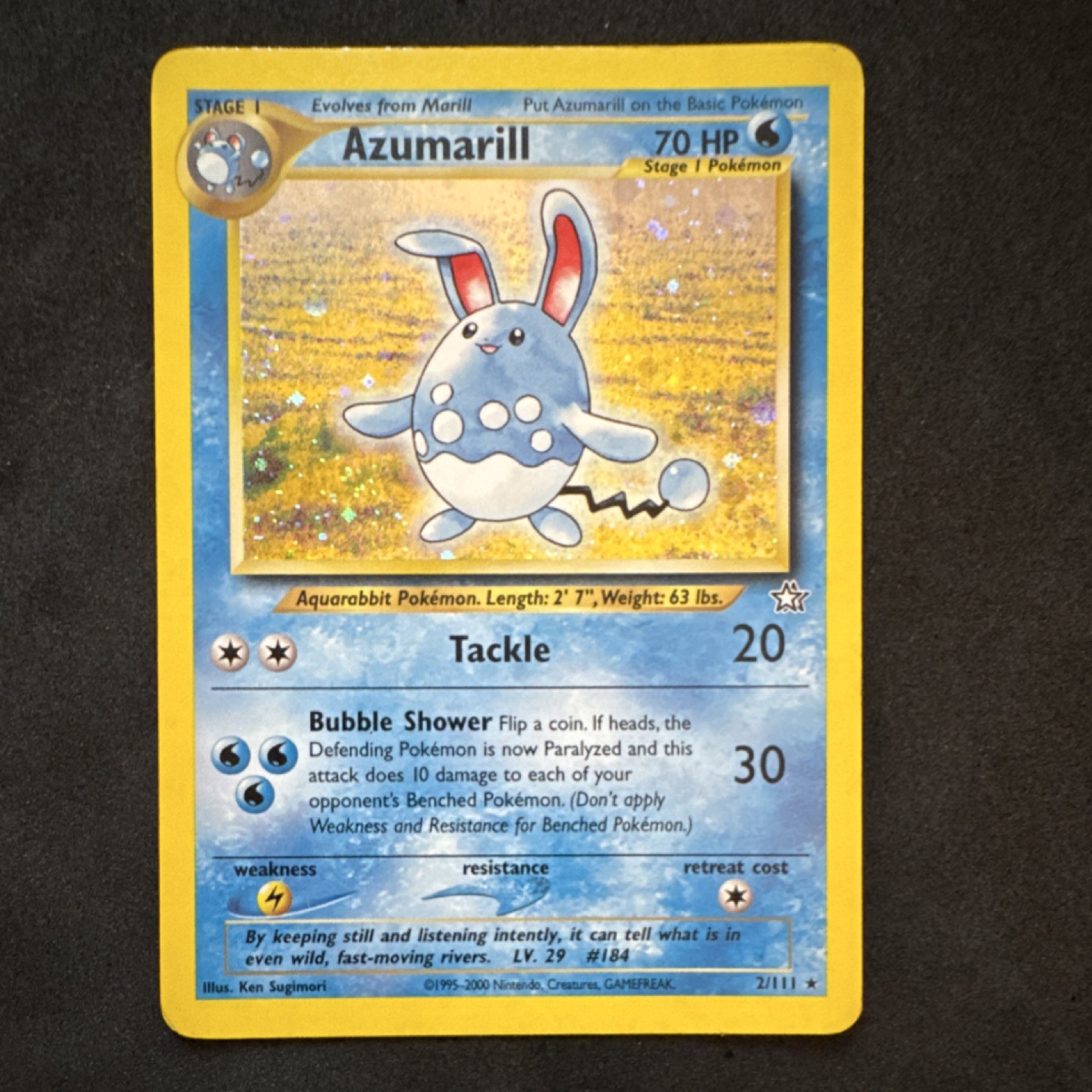 Azumarill #2 Neo Genesis Holo Rare - Pokemon Card from the year 2000