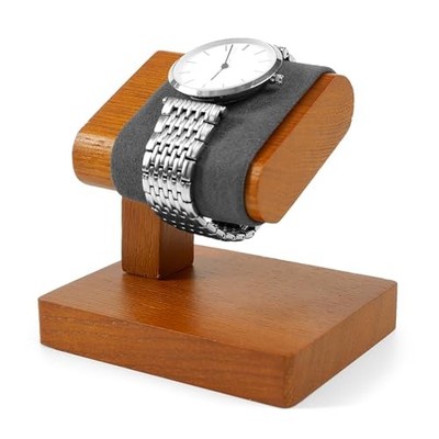 Solid Wood Watch Display Stand T-bar Watch Stand Holder Single Slot Grey