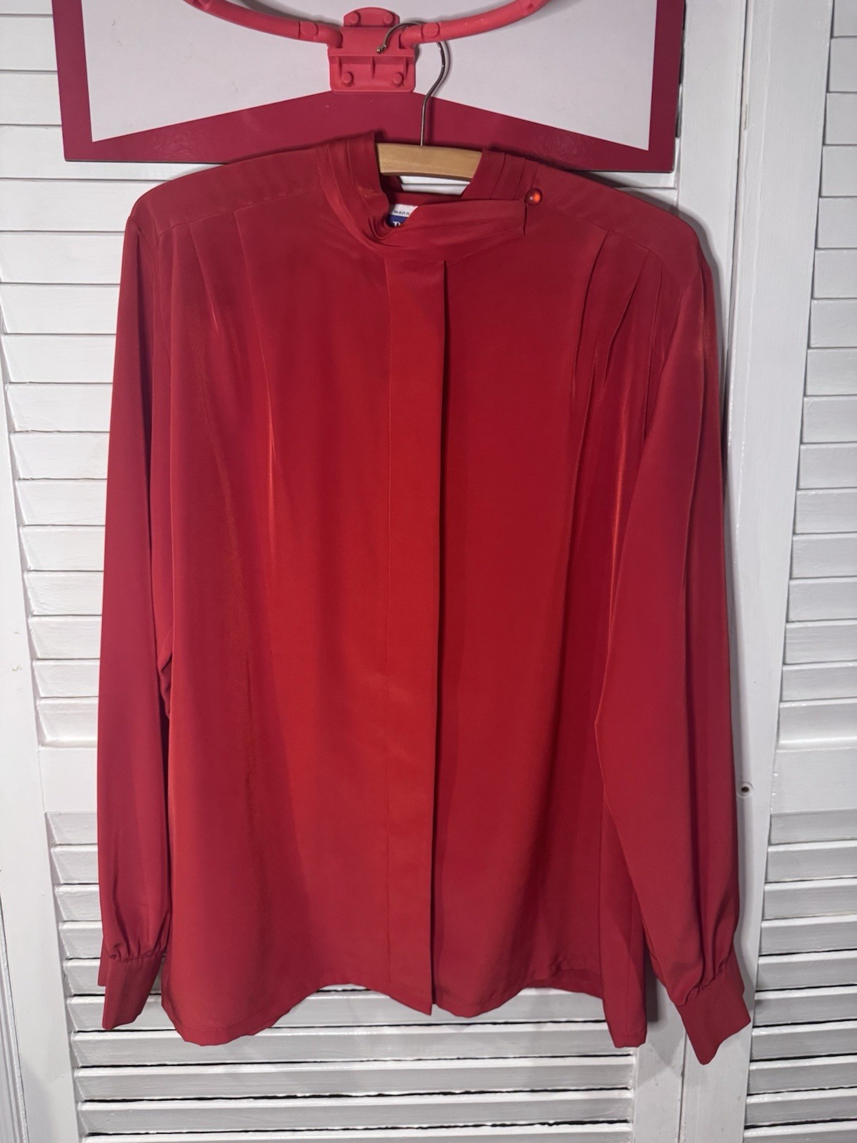 Pendleton Red Mock Neck Button Blouse 100% Polyes… - image 1