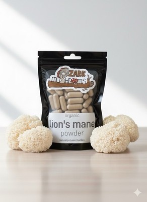 Organic Lion's Mane Mushroom Supplement 1000mg, 60Capsules, 60-Day Supply.