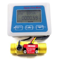 New 1/2"-1"Digital LED Turbine Gauge Water Fuel Flow Meter Flowmeter US