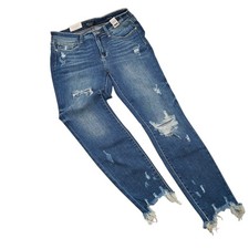 Judy Blue Stretch Jeans Women's 11/30 Skinny Fit Mid Rise Distressed Raw Hem New