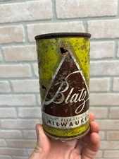 Blatz 1955 Christmas Beer Can Yellow Milwaukee Vintage Flat Top Steel